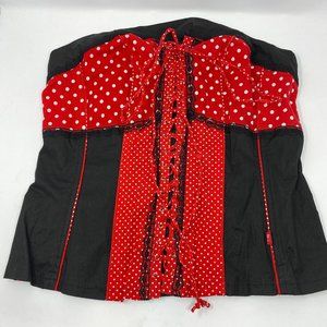 Tripp NYC Red Polka Dot Corset Top -L